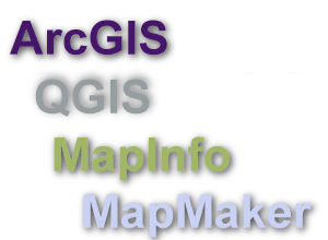 ArcGIS, MapInfo, MapMaker, QGIS, QuantumGIS